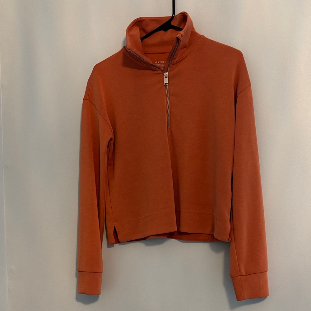Athleta Orange Quarter-Zip Top